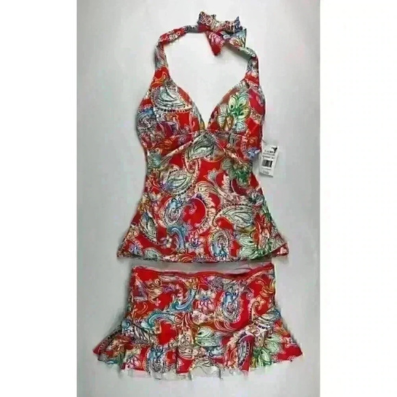 NEW! Lauren Ralph Lauren Women's 6 Paisley Halter Tankini Top & Bottom NWT $149 - Picture 2 of 4